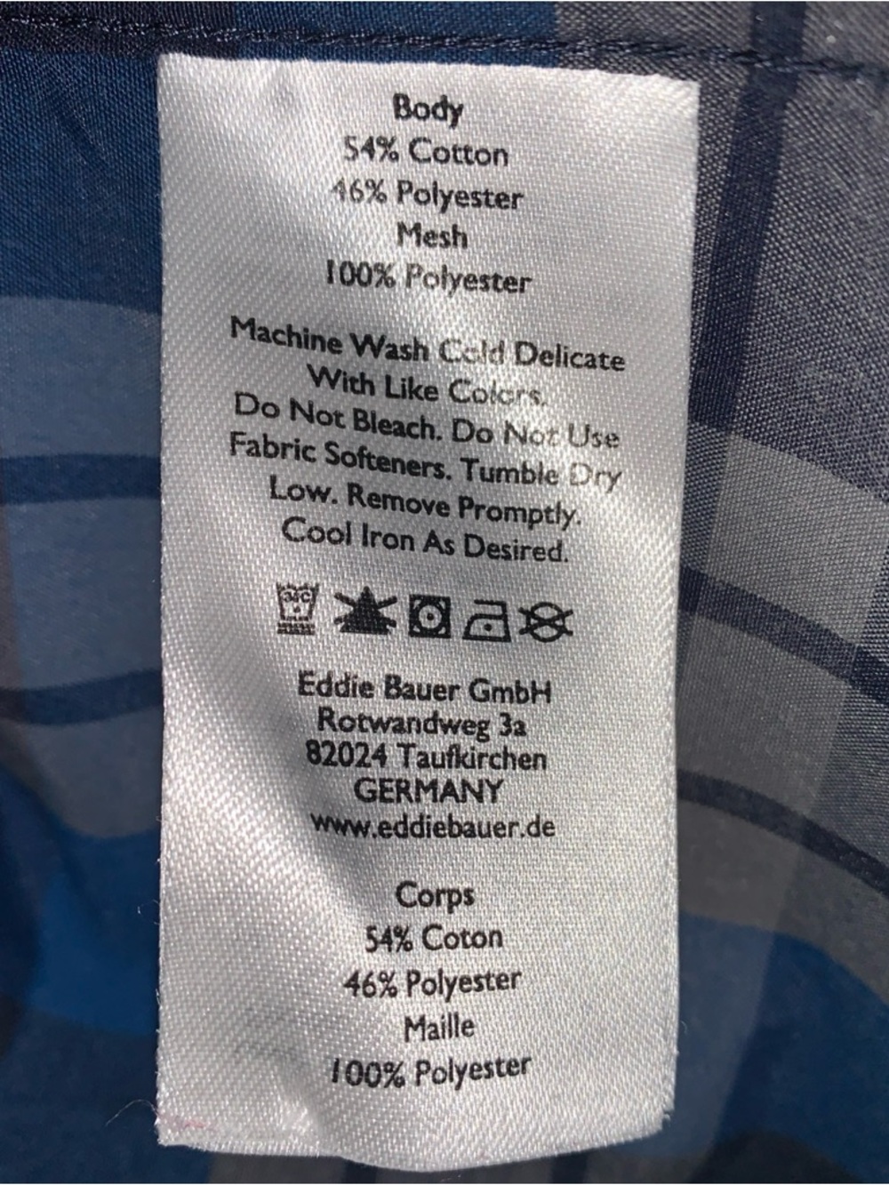 Eddie Bauer Adventure Outdoor Blue and Gray Plaid Button-Down Shirt Men's Medium - Picture 5 of 10